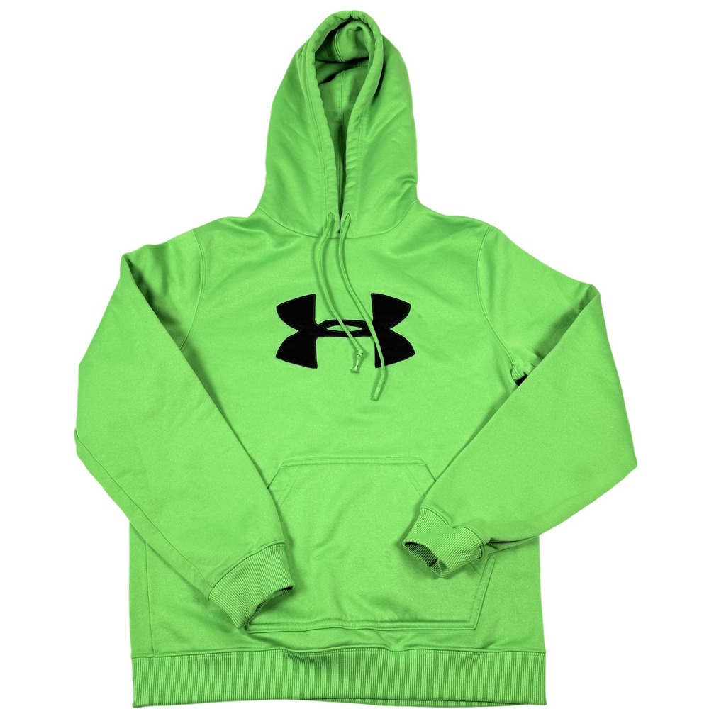 Under Armour Hoodieโ Neon Green Fleece Pullover Big Logo Sweatshirt Athleisure